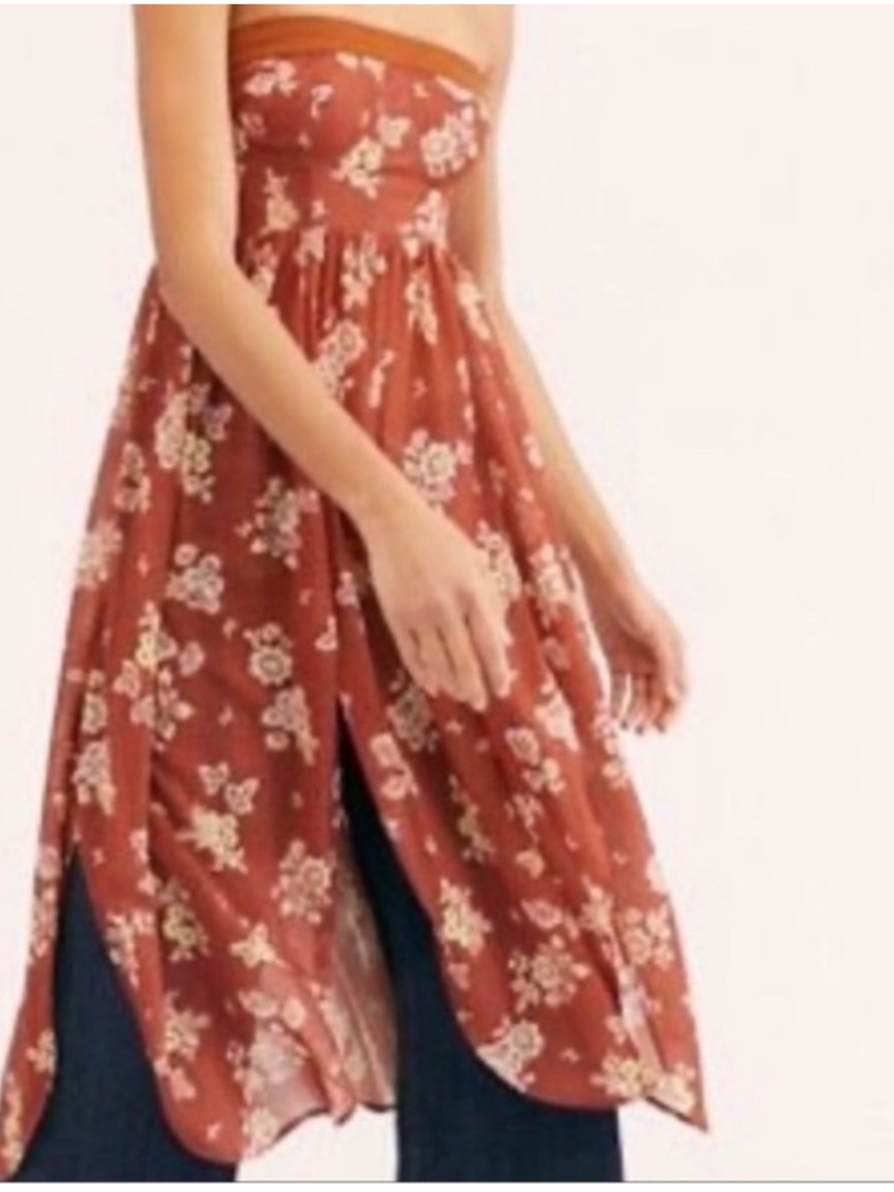 NWT Free People Strapless Floral Sheer Midi Dress